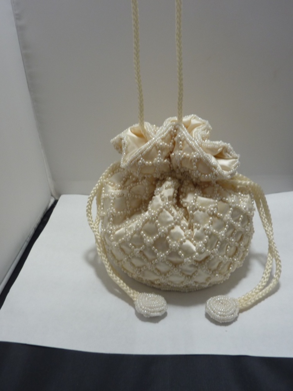 Sashs Handmade Beaded Evening Bag white Crossbody Vintage Boho - Picture 3 of 12